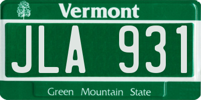 VT license plate JLA931