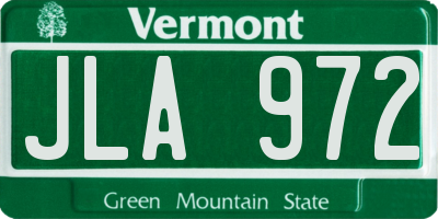 VT license plate JLA972