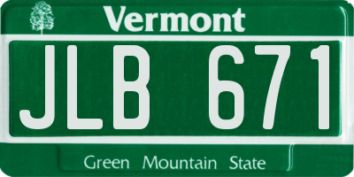VT license plate JLB671