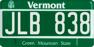 VT license plate JLB838