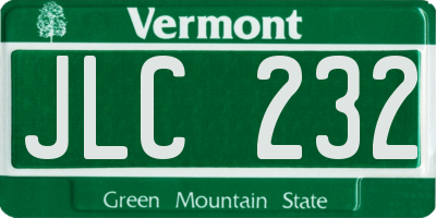 VT license plate JLC232