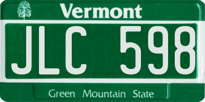 VT license plate JLC598