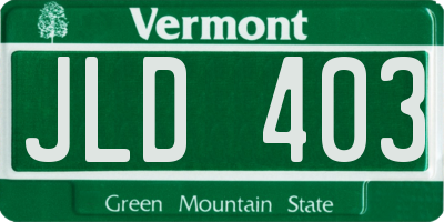 VT license plate JLD403