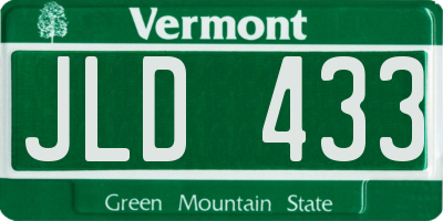 VT license plate JLD433