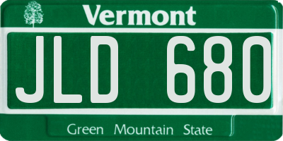 VT license plate JLD680