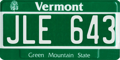 VT license plate JLE643