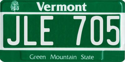 VT license plate JLE705