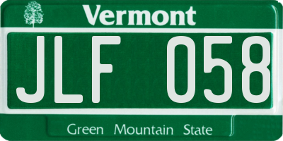 VT license plate JLF058