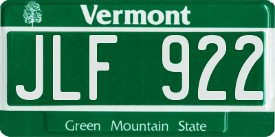 VT license plate JLF922