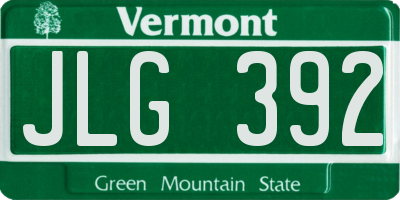 VT license plate JLG392