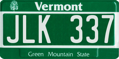 VT license plate JLK337