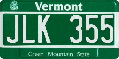 VT license plate JLK355