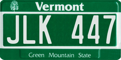 VT license plate JLK447