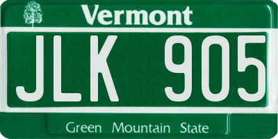 VT license plate JLK905