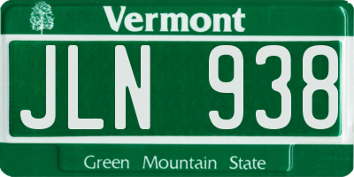 VT license plate JLN938
