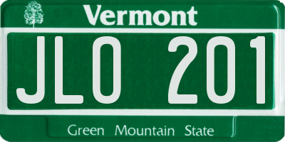 VT license plate JLO201