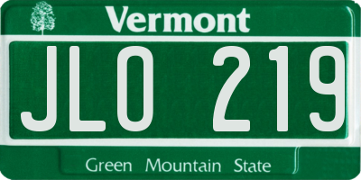 VT license plate JLO219