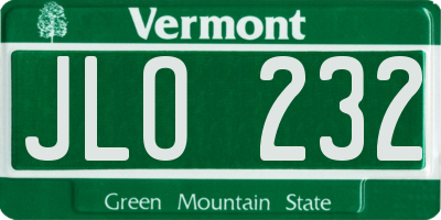 VT license plate JLO232