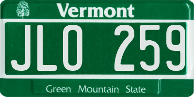 VT license plate JLO259