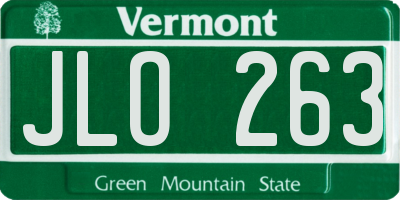 VT license plate JLO263
