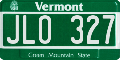 VT license plate JLO327