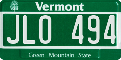 VT license plate JLO494