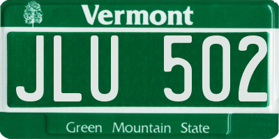 VT license plate JLU502