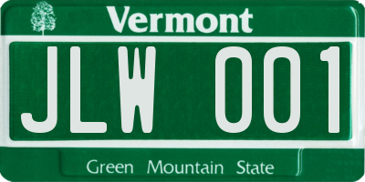 VT license plate JLW001