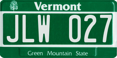 VT license plate JLW027