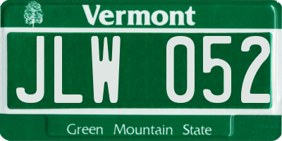VT license plate JLW052
