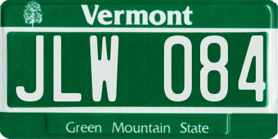 VT license plate JLW084