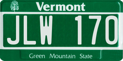 VT license plate JLW170