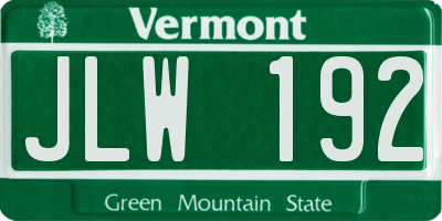 VT license plate JLW192