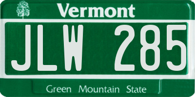 VT license plate JLW285