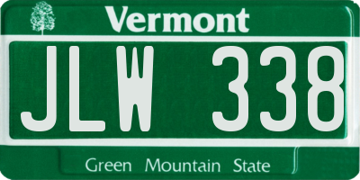 VT license plate JLW338