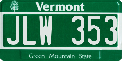 VT license plate JLW353