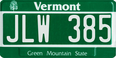 VT license plate JLW385