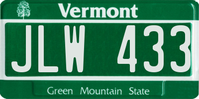 VT license plate JLW433