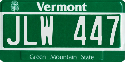VT license plate JLW447