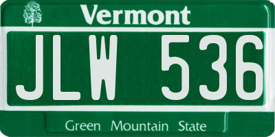 VT license plate JLW536