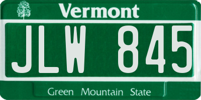 VT license plate JLW845