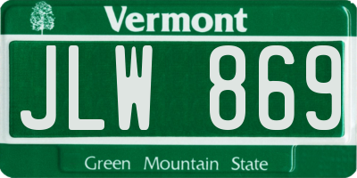 VT license plate JLW869