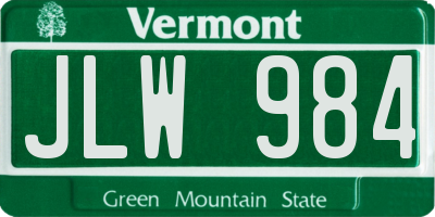 VT license plate JLW984