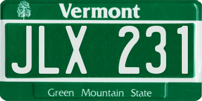 VT license plate JLX231