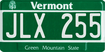 VT license plate JLX255
