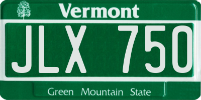 VT license plate JLX750