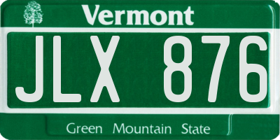 VT license plate JLX876