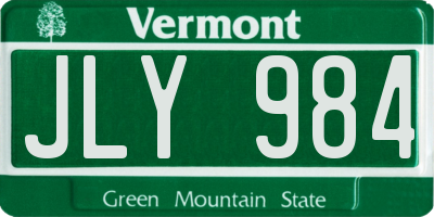 VT license plate JLY984