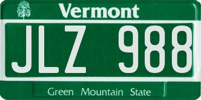 VT license plate JLZ988
