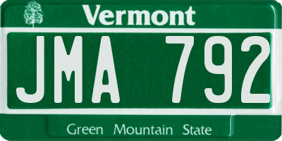 VT license plate JMA792